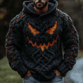 Viking Halloween Pumpkin Face Men's Knit Twist Hooded Sweater artswardrobe
