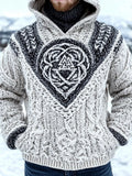 Men's Viking Valknut Embroidered Chunky Hooded Sweater artswardrobe