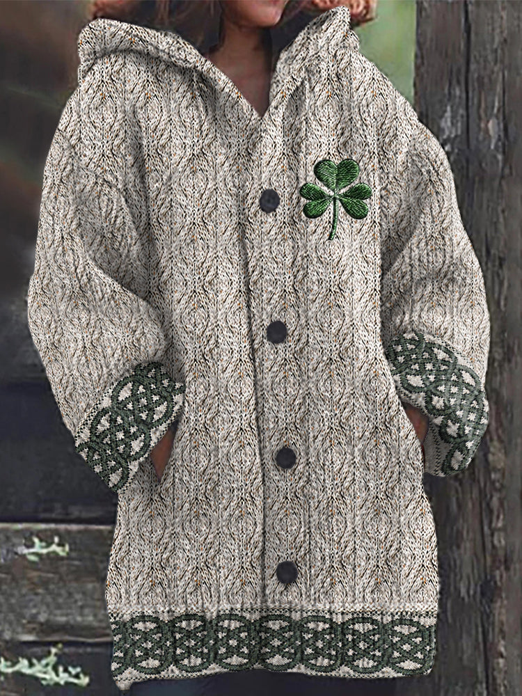 Women's Irish Celtic Knot Jacquard Hooded Sweater artswardrobe