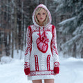 Halloween Anatomy Art Women's Knit Hooded Sweater Mini Dress artswardrobe