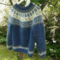 Vintage Knitted Jacquard Blue Iceland Crew Neck Sweater elevenforest