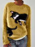 Comstylish Lovely Sleeping Cat Knit Cozy Sweater