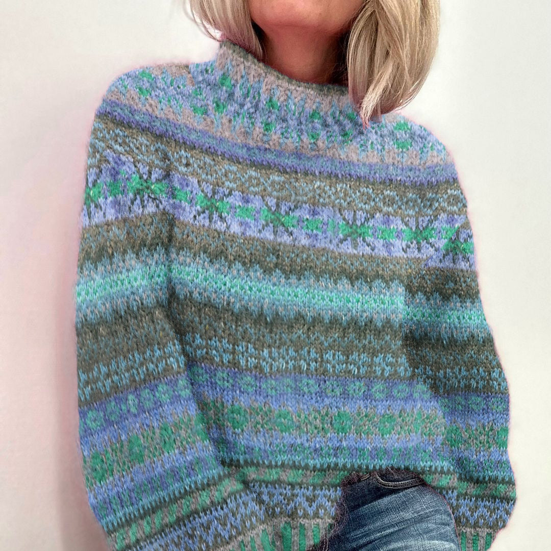 Iceland Sweater Christmas Jacquard Breast Cancer Contrast Turtleneck Sweater artswardrobe