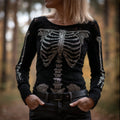 Women's Halloween Diamond Skull Round Neck Sweater artswardrobe