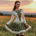 Women's Irish Celtic Knot Gradient Jacquard Knit Sweater Dress artswardrobe