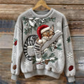 Christmas Lazy Cat Art Women's Cozy Plush Sweater