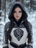 Women's Vintage Jacquard Comfort Knit Hooded Sweater elevenforest