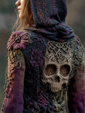 Comstylish Vintage Skull Floral Celtic Gradient Cozy Knit Hooded Sweater