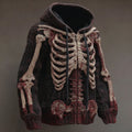 Men's Vintage Halloween Anatomy Art Knit Zip-up Hooded Sweater artswardrobe