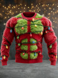 Comstylish Christmas Lights Muscle Design Men's Flannel Sweater