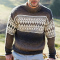 Men's Vintage Fairman Island Knit Jacquard Crew Neck Sweater elevenforest