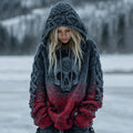 Women's Vintage Viking Tribal Celtic Skull Gradient Hooded Sweater artswardrobe