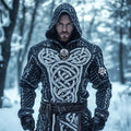 Men's Viking Vegvisir Skull Celtic Chunky Hooded Sweater artswardrobe