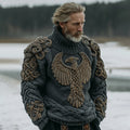 Men's Vintage Viking Celtic Knot Eagle Art Cozy Knit Turtleneck Sweater artswardrobe