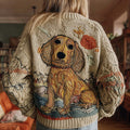 Comstylish Women's Funny Dog Knitted Jacquard Crew Neck Sweater