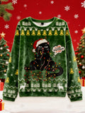 Comstylish Naughty Black Cat Christmas Ugly Flannel Sweater