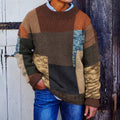 Men'S Patchwork Warmth Knitted Jacquard Sweater artswardrobe