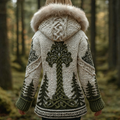 Viking Retro Women's Hooded Knit Sweater Jacket artswardrobe