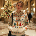 Christmas Tree Geometric Women's Knit Hooded Sweater artswardrobe