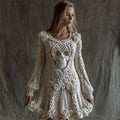 Comstylish Vintage White Roses Celtic Skull Cozy Knit Sweater Dress