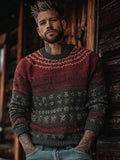 Men's Retro Style Christmas Inspired Pattern Cozy Knit Sweater artswardrobe