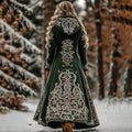 Women's Vintage Viking Celtic Button Down Knit Cozy Long Sweater Jacket artswardrobe