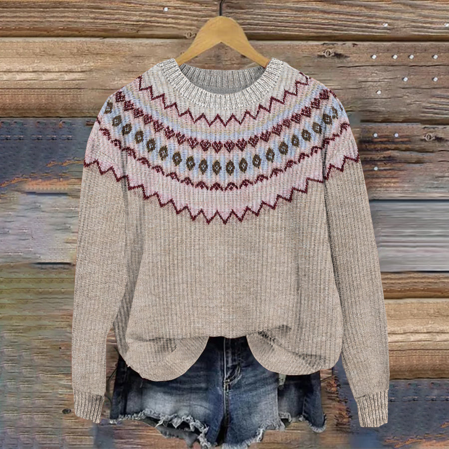 Vintage Icelandic Knitted Jacquard Warm Women's Sweater elevenforest