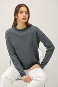 Cecilia® | Be Cool long-sleeved sweater with striped trim and crew neck