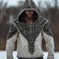 Men's Vintage Viking Inspired Celtic Chunky Hooded Sweater artswardrobe
