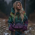 Women's Vintage Life Of Tree Gradient Art Knit Hooded Sweater artswardrobe