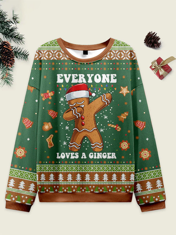 Comstylish Gingerbread Dabbing Dance Christmas Green Ugly Christmas Sweater