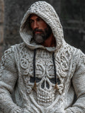 Men's Viking Celtic Skull Hooded Cozy Chunky Sweater artswardrobe