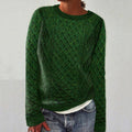 Women's Traditional Aran Wool Crew Neck Sweater artswardrobe