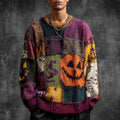 Men's Halloween Inspired Patchwork Cozy Knitted Sweater artswardrobe