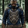 Vintage Wolf Totem Viking Art Men's Hooded Sweater elevenforest