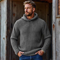 Men's Vintage Plaid Woven Solid Color Hooded Sweater elevenforest