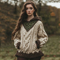 Women's Irish Celtic Knotted Jacquard Pocket Hooded Sweater artswardrobe