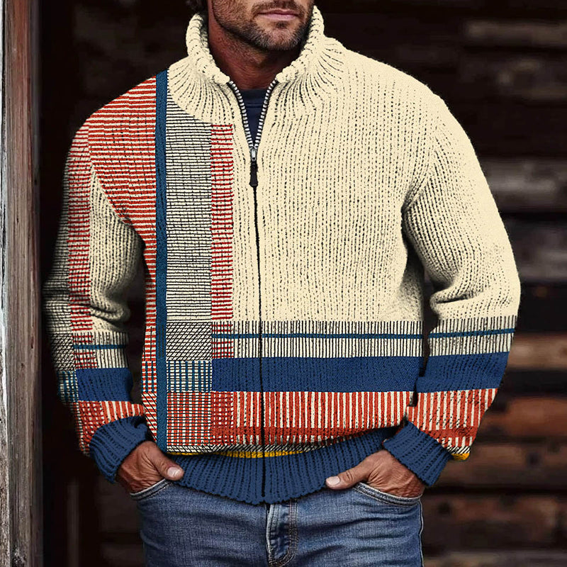 Men‘s Retro Ethnic Stripes Art Cozy Sweater artswardrobe