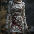 Vintage Bloody Bandages Cozy Knit Sweater Mini Dress artswardrobe