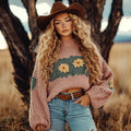 Comstylish Women's Vintage Sweet Contrast Color Oversized Casual Knit Sweater