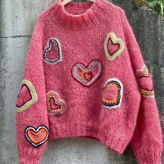 Abstract Creative Valentine Vibes Coquette Valentine Heart Art Print Knitted Pullover Sweater artswardrobe
