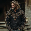 Men's Viking Celtic Knot Jacquard Knit Hoodie Sweater artswardrobe