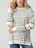 Diana® | Shiny striped slit sweater with cutouts