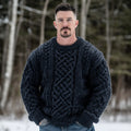 Men's Vintage Fairman Island Jacquard Thick Warm Crew Neck Sweater artswardrobe