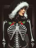 Comstylish Women's Dark Christmas Hooded Knit Sweater