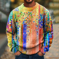 Men's Vintage Oil Painting Gradient Knitted Crew Neck Sweater artswardrobe