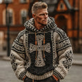 Men's Viking Celtic Cross Knot Knit Hooded Sweater artswardrobe