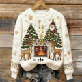 Comstylish Santa Claus And Reindeer Pattern Warm Crew Neck Sweater