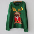 Vera® | Warm knitted sweater with Christmas pug and embroidered sequins for women