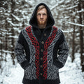 Men's Viking Celtic Knot Jacquard Hooded Button Sweater elevenforest